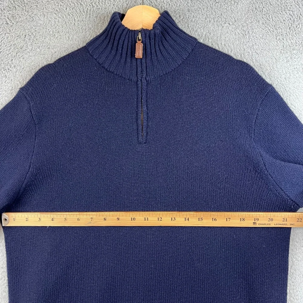 Polo Ralph Lauren Navy Blue 100% Lambswool Quarter Zip Sweater Mens Large
